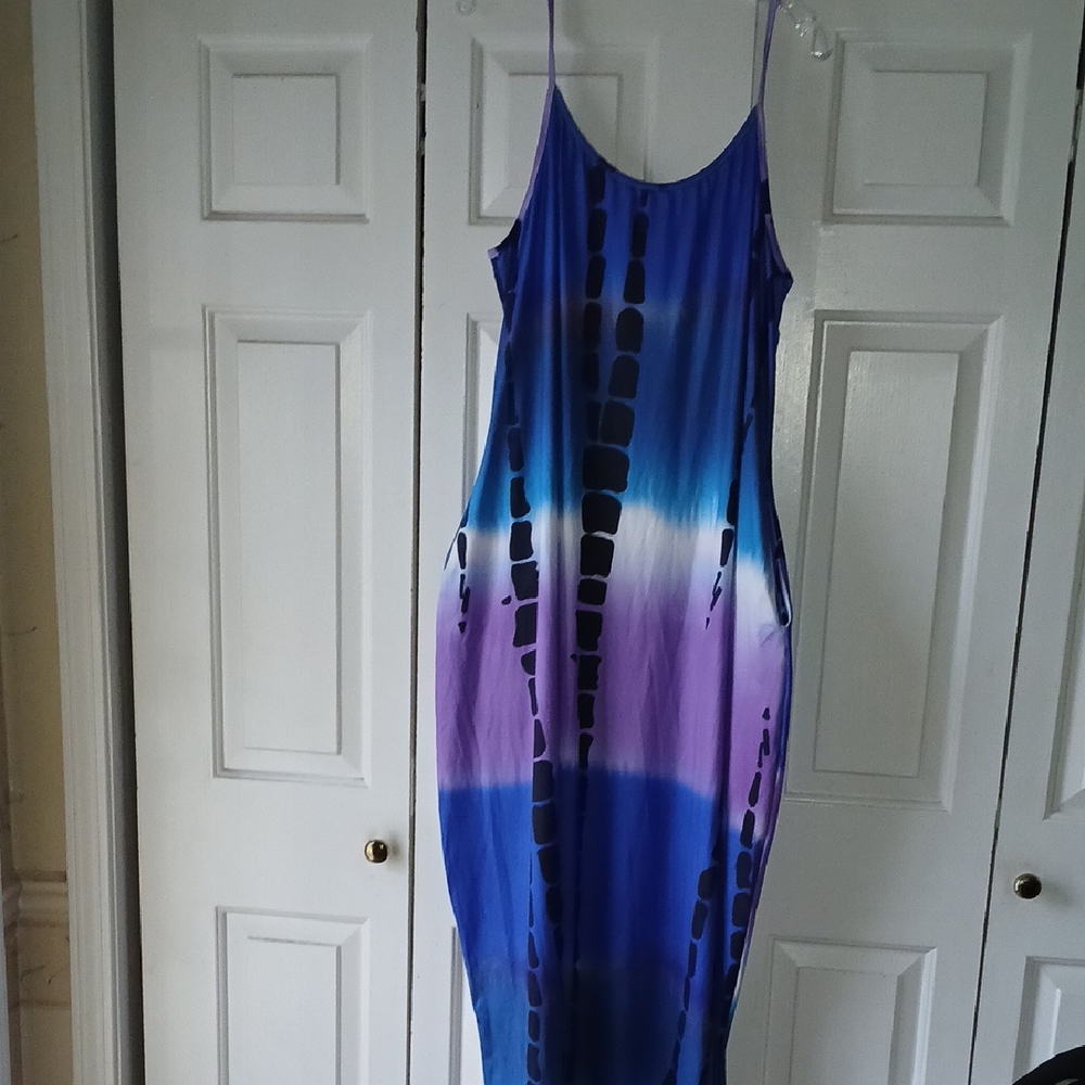 Joress Blue and Purple Maxi Dress With Pockets